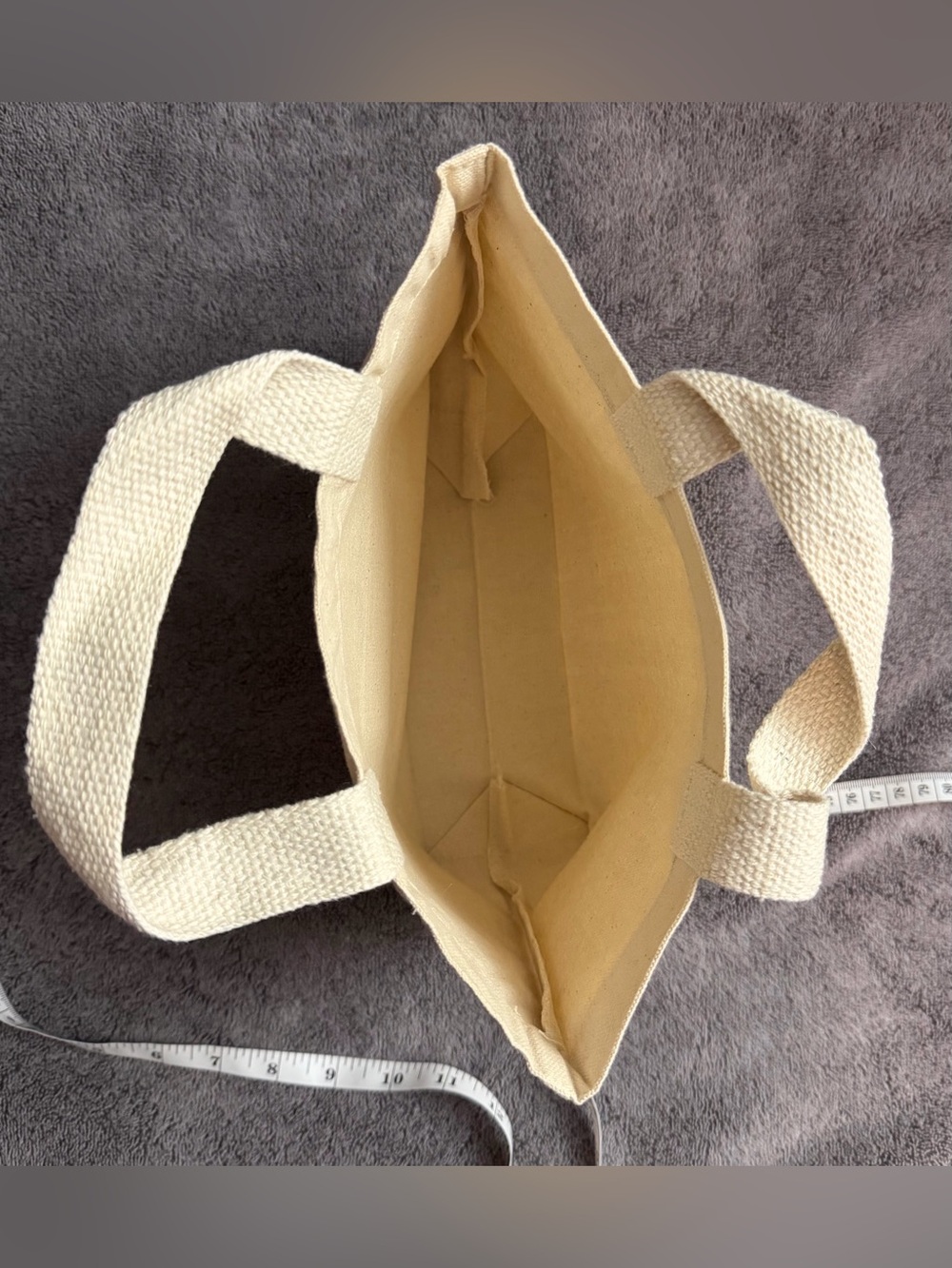 Canvas Tote Bag with American Flag Patch - Natural - Picture 7 of 7
